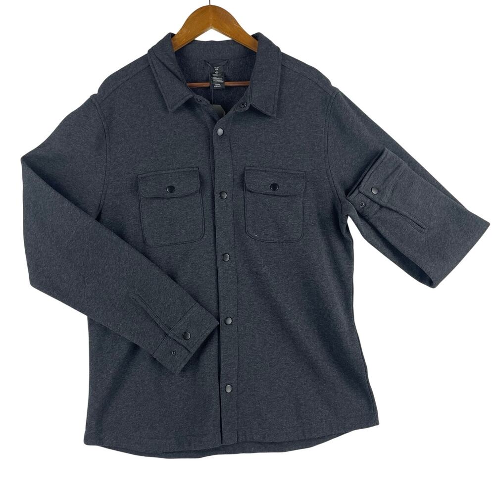 Stormtech Mens Monashee Fleece Shacket Large Charcoal Heather Pure Earth $95